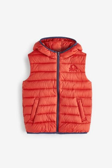 Benetton Boys Red Quilted Gilet Jacket