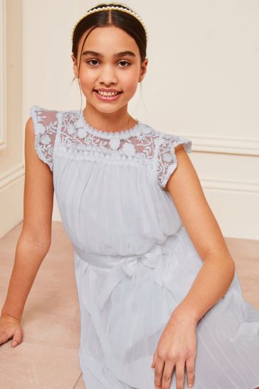 Lipsy girl lace top tie belt dress