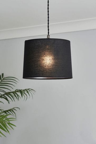 BHS Black Mira Linen Shade 25cm Ceiling Light