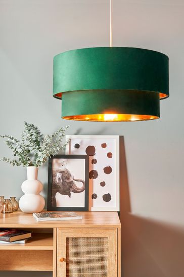 BHS Green Velvet Shade Ceiling Light