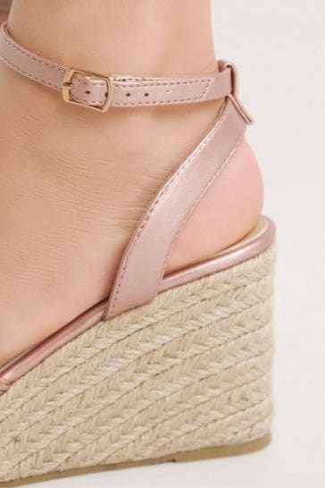 JD Williams Gold Wide Fit Cross Over Vamp Espadrilles