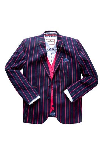 Joe Browns Maroon Statement Striped Regular Fit Suit Jacket Blazer with Contrast Lining