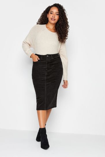 M Co Black Midi Cord Cotton Skirt