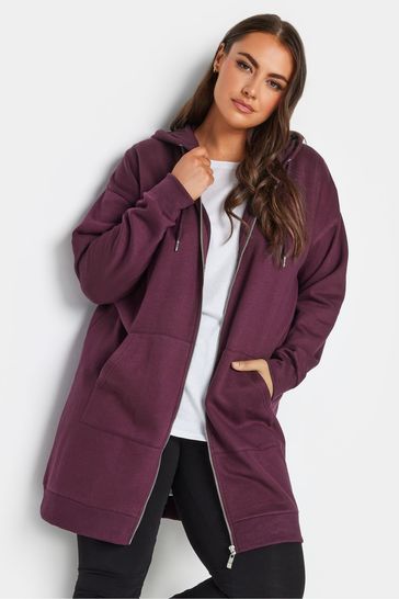 Yours Curve Purple Longline Zip Through Hoodie