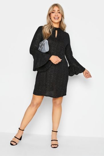 Black flare outlet sleeve dress