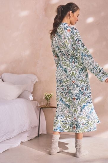Buy Navy Morris Co. Floral Robe With Linen from Next Turkey