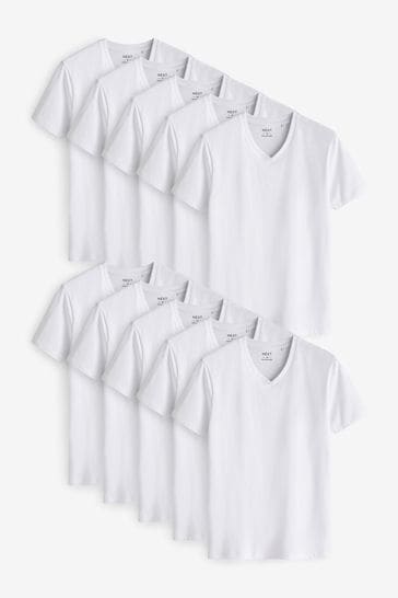 White 10 pack V-Neck T-Shirts