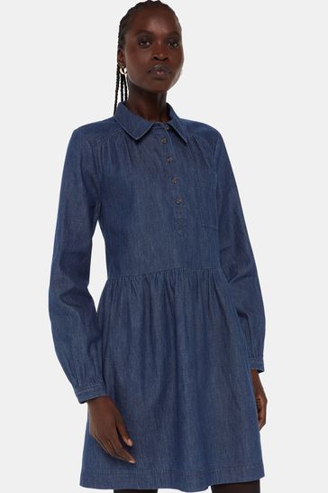 Blue Zip Front Denim Dress Round Neck Slim Fit Sleeveless - Temu Australia