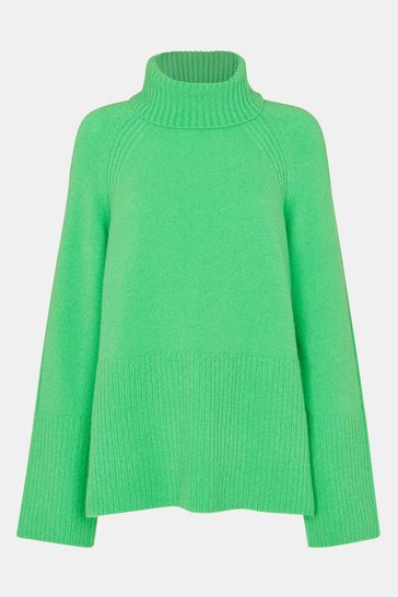Buy Whistles Green Textured Rib Detail Roll Neck Jumper from Next