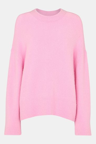 Buy Whistles Pink Textured Boyfriend Crew Neck Jumper from Next