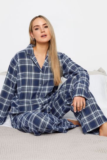 Long Tall Sally Blue Twill Check Pyjama Set