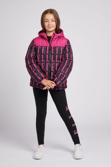 Elle black padded top coat