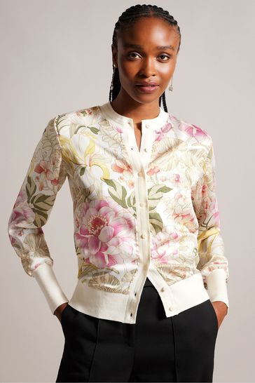 Buy Ted Baker Irreen Pink Woven Front Printed Cardigan from Next Austria