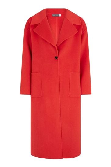 Mint Velvet Red Split Seam Longline Coat