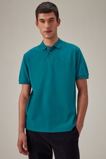 Blue Teal Regular Fit Pique Polo Shirt