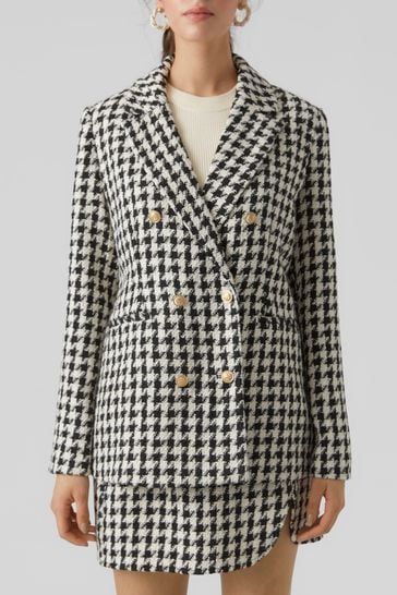 VERO MODA Black Boucle Dogtooth Tailored Blazer