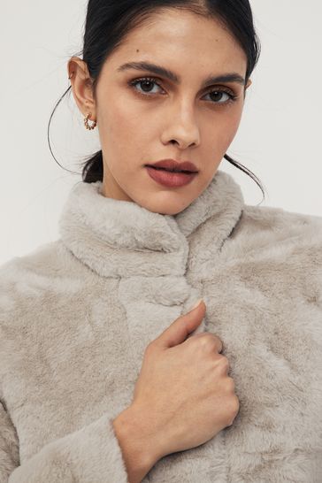 Buy VERO MODA Cream Faux Fur Coat from Next Luxembourg