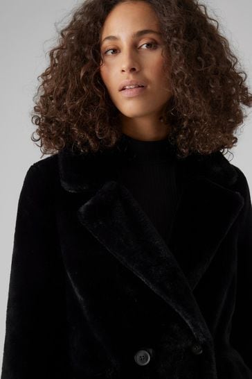 Vero moda faux top fur coat black
