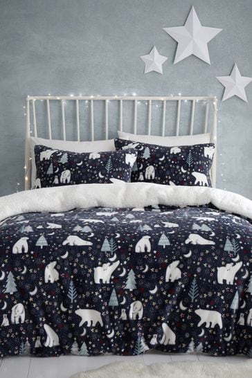 Buy Fusion Blue Starry Night Plush Fleece Duvet Cover Set from