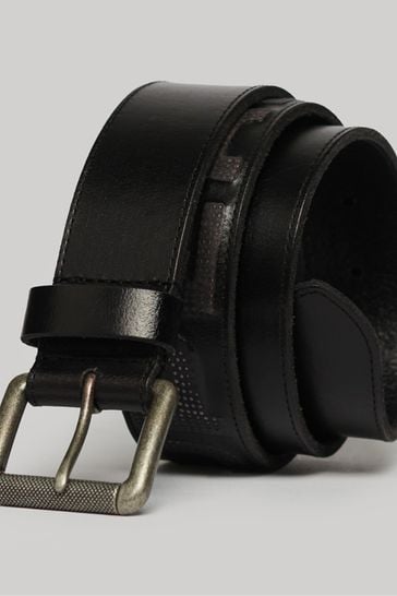 Superdry Black Chrome Vintage Branded Belt