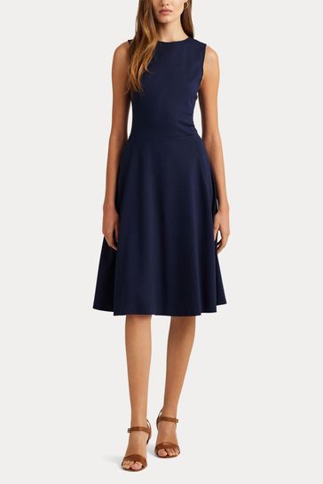 Buy Lauren Ralph Lauren Blue Charley Ponte Dress from Next Luxembourg