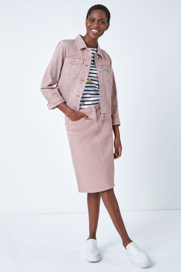 Buy Roman Pink A Line Knee Length Denim Skirt from Next Ireland