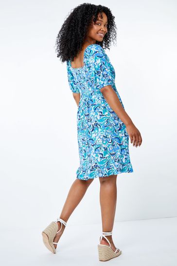 Buy Roman Petite Floral Shirred Tea Dress from the Laura Ashley online shop