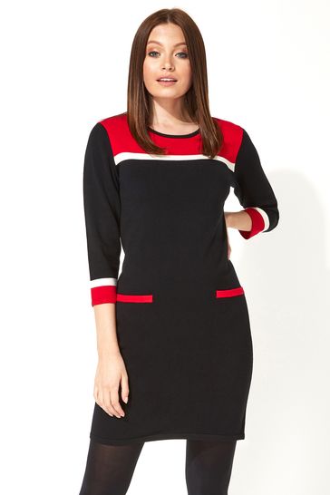 Roman Green Originals Colourblock Knitted Dress