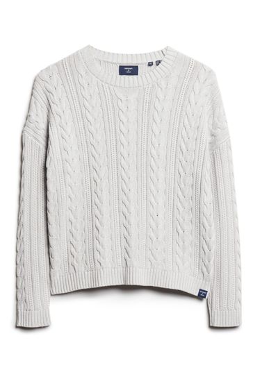 Superdry dropped shoulder 2025 cable crew neck jumper