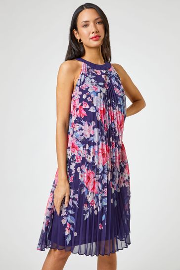 Chiffon pleated discount swing dress