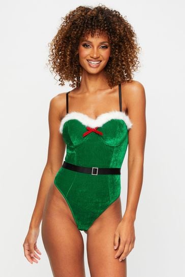 Ann Summers Green Christmas Sexy Elf Velvet Body
