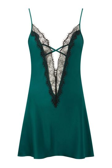 Buy Ann Summers Dark Green Cherryann Satin Chemise Slip Nightie