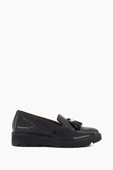 Buy Dune London Garnishes Wedges Slippers Cut Black Loafers from