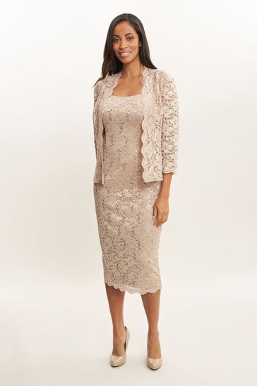 Buy Gina Bacconi Natural Kayla Sequin Lace Shift Dress With Jacket from  Next USA