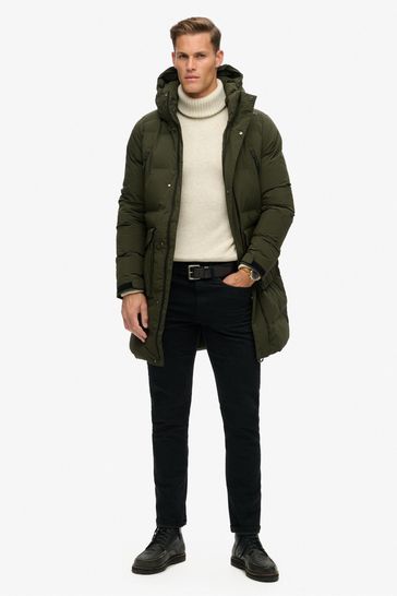 Buy Superdry Green Hooded Longline Padded Coat Jacket from Next Bahrain