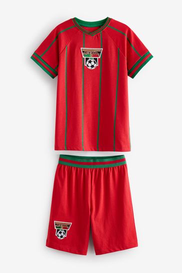 Red/Green Portugal Single Short Pyjamas (4-14yrs)