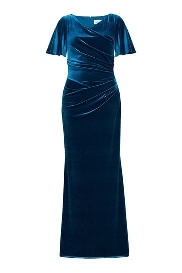 Buy Gina Bacconi Blue Minka Velvet Maxi Dress With Cowl Neck from