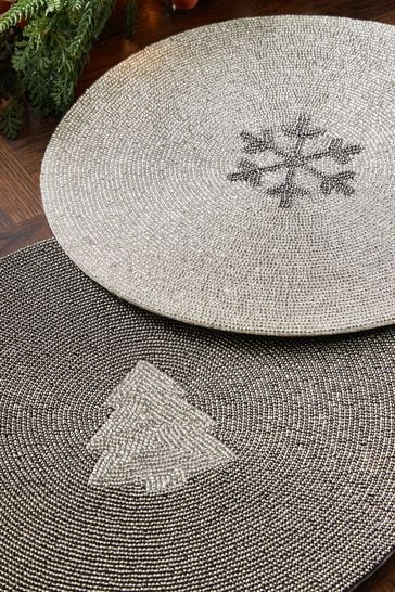 Silver beaded table mats store