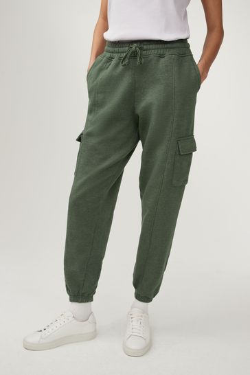 Khaki Green Washed Utility Cargo Joggers