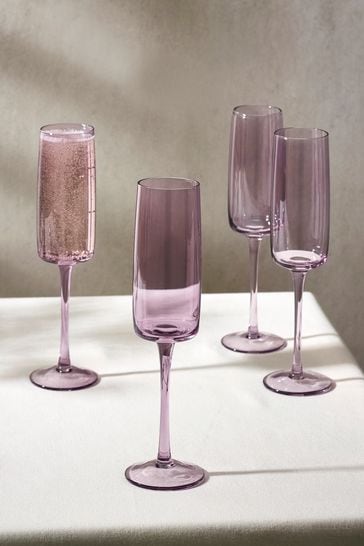 Set of 4 Purple Angular Champagne Flutes