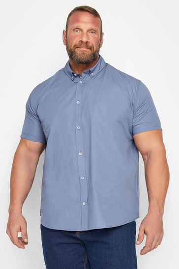 BadRhino Big & Tall Blue Short Sleeve Poplin Shirt