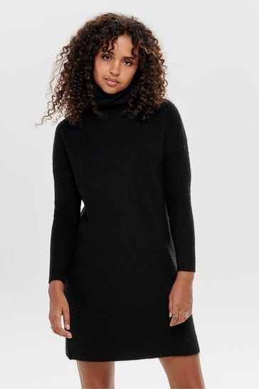 ONLY Black Roll Neck Knitted Jumper Dress