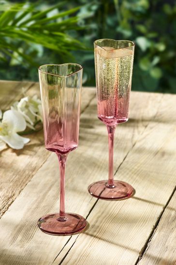 Set of 2 Purple Ombre Heart Champagne Flutes