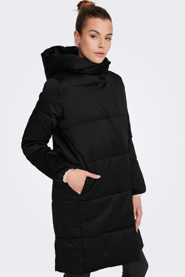 Buy JDY Black High Neck Padded Hooded Longline Coat from Next Lithuania