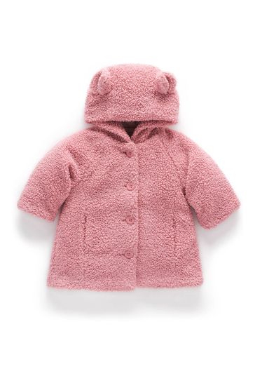 Purebaby Pink Teddy Bear Borg Jacket