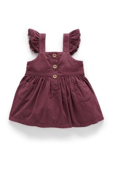 Purebaby Pink Corduroy Pinafore Dress With Headband