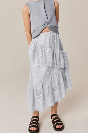 Grey Lace Maxi Skirt And Top Set (3-16yrs)