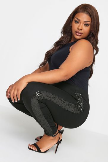 Buy Yours Curve Black Ponte Sequin Leggings from the Next UK online shop
