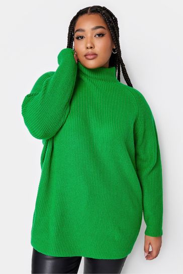 Yours Curve Green Ribbed Jumper