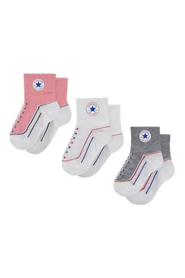 Converse Dark Pink Infant Straited Socks 3 Pack